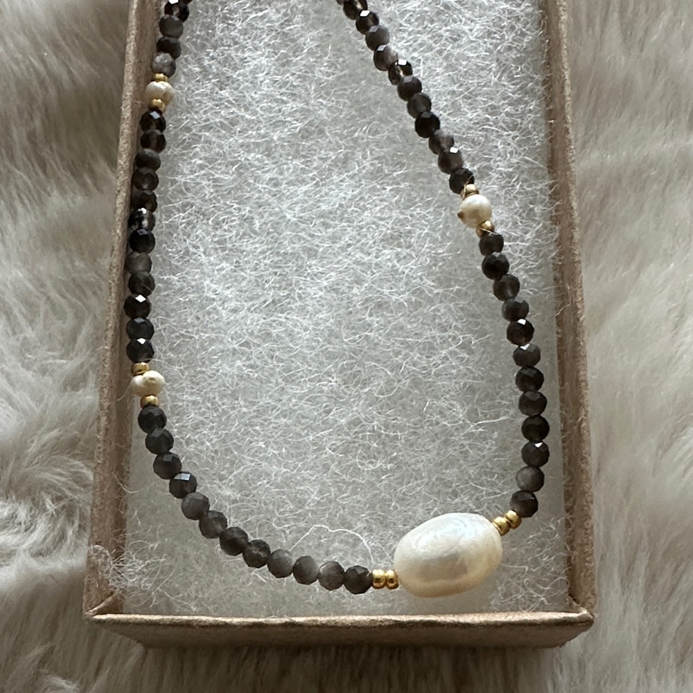 Black and Gold Pearl Necklace